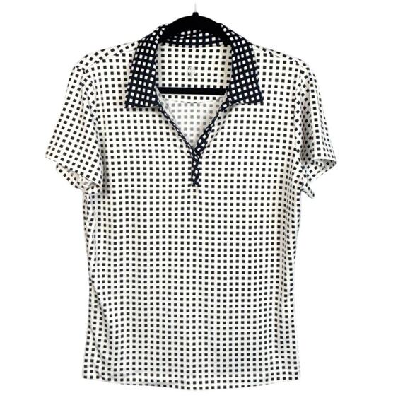 Tail Women's Golf Polo Shirt Black White Stripe Performance Stretch M Golfer - Picture 1 of 5